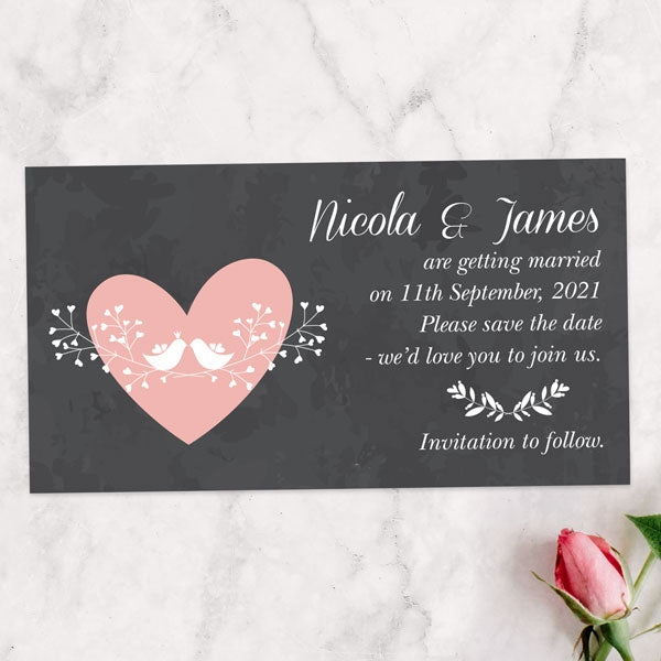 Chalkboard Botanical Love Birds Save the Date Magnets