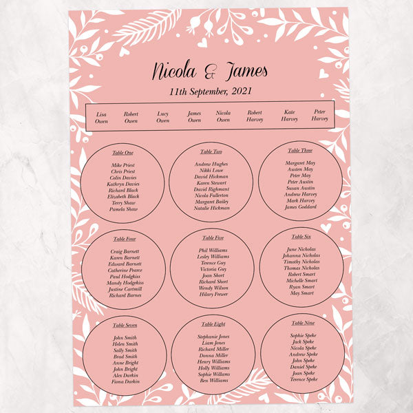 Chalkboard Botanical Love Birds Table Plan