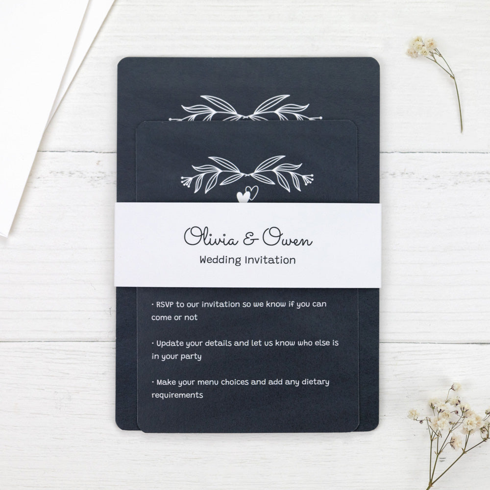 Chalkboard Hearts - Wedding Invitation & Information Card Suite