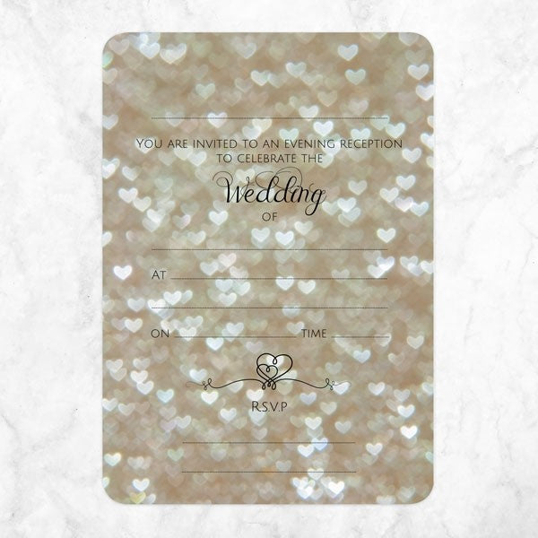 Champagne Heart Pattern - Ready to Write Evening Invitations