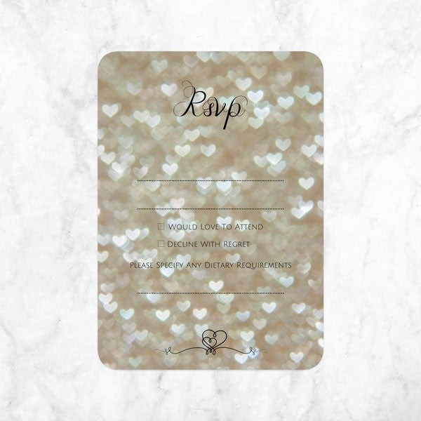 Champagne Heart Pattern - Ready to Write Wedding Invitations & RSVP