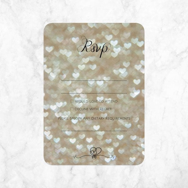 Champagne Heart Pattern - Ready to Write Evening Invitations & RSVP