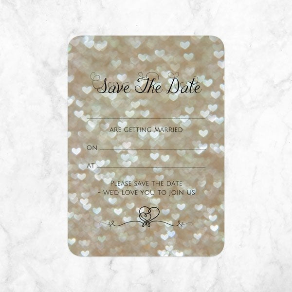 Champagne Heart Pattern - Ready to Write Save the Date Cards