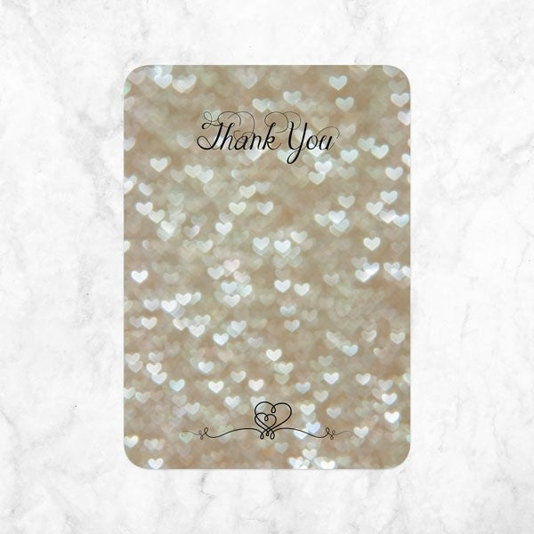 Champagne Heart Pattern - Ready to Write Wedding Thank You Cards