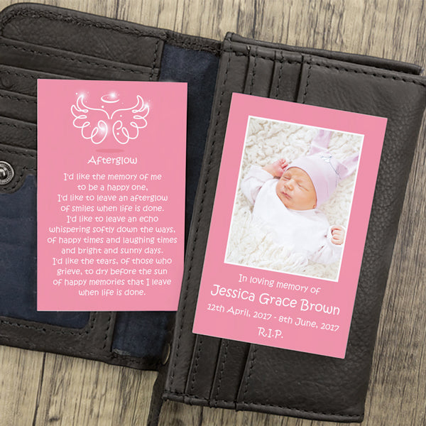 category header image Funeral Memorial Cards - Bright Pink Angel Wings & Halo