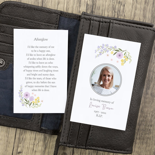 category header image Funeral Memorial Cards - Lemon & Lilac Flowers Border