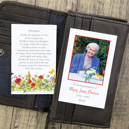 Funeral Memorial Cards - Poppy Meadow