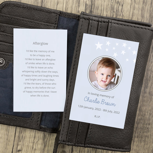 Little Star Baby Memorial Card – Plastic Coated Graveside Remembrance Card With Verse, 16.5cm X 12cm