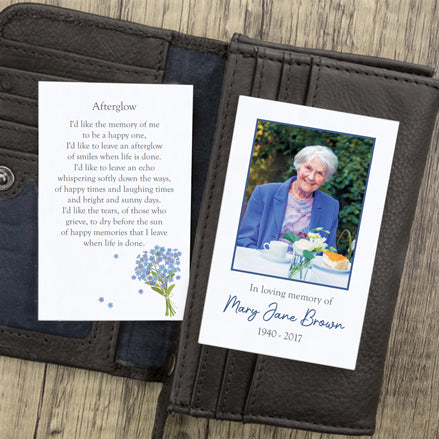 Funeral Memorial Cards - Watercolour Forget Me Nots