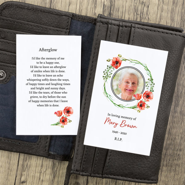 Funeral Memorial Cards - Watercolour Poppy Garland