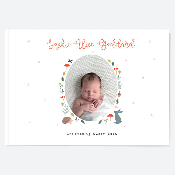 Whimsical Forest - Christening Guest Book - Use Your Own Photo
