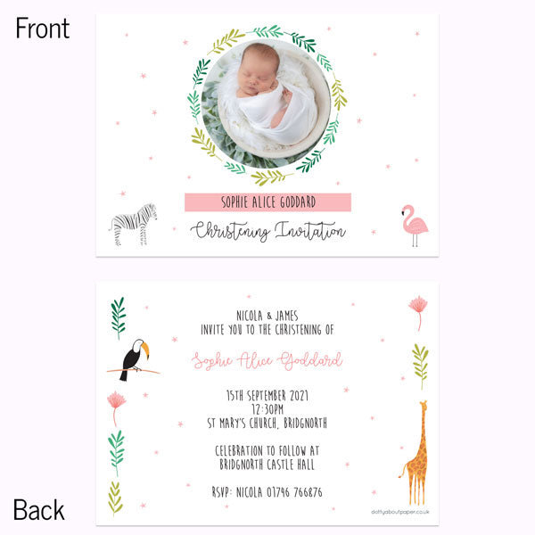 Christening Invitations - Girls Go Wild - Use Your Own Photo - Pack of 10