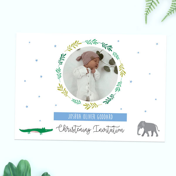 Christening Invitations - Boys Go Wild - Use Your Own Photo - Pack of 10