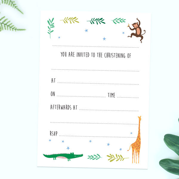 Christening Invitations - Boys Go Wild - Pack of 10