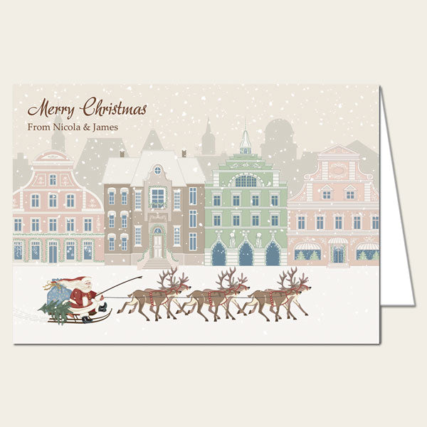 Personalised Christmas Cards - Street Scene - Pack of 10