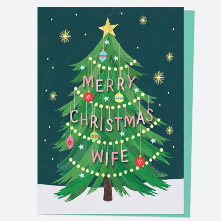 Christmas Card - Decorated Tree - Merry Christmas - Wife
