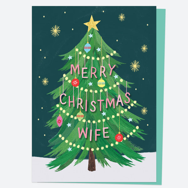 Christmas Card - Decorated Tree - Merry Christmas - Wife