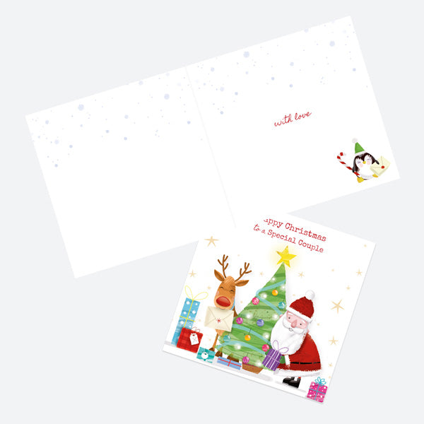 Christmas Card - Santa & Rudolph Fun - Tree - Special Couple