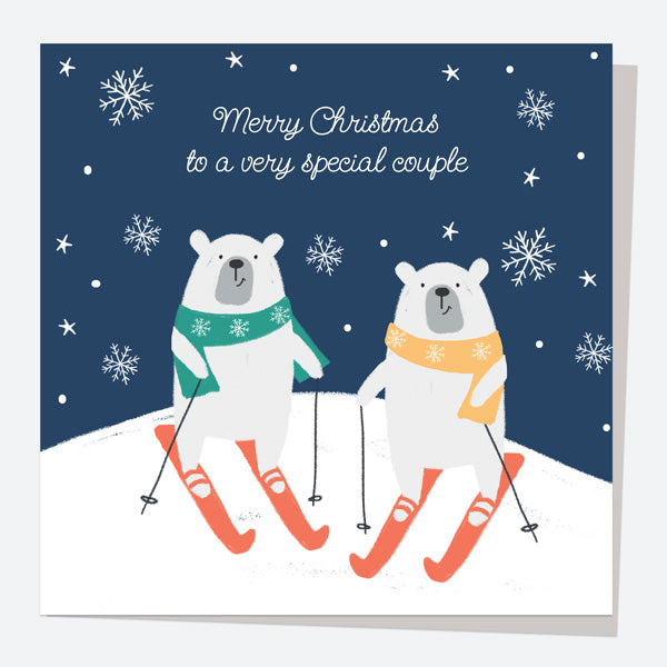 Christmas Card - Snow Fun - Polar Bear Skiing - Special Couple