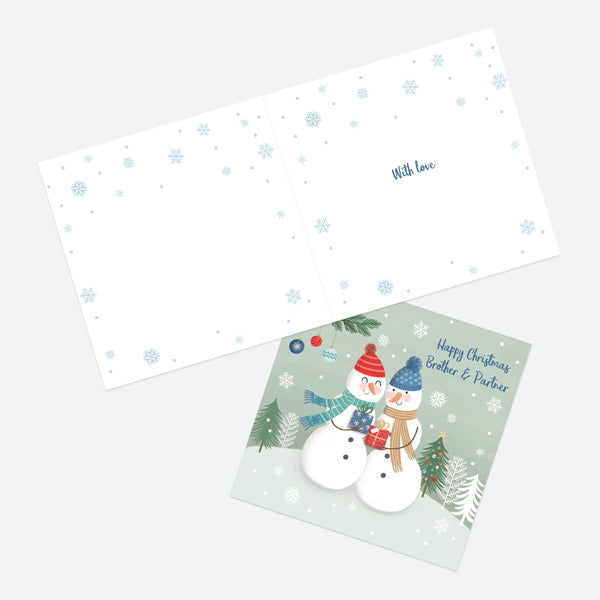 Christmas Card - Snowman Scene - Couple - Brother & Partner