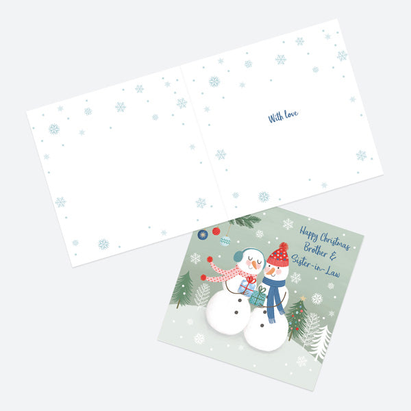 Christmas Card - Snowman Scene - Couple - Brother & Sister-In-Law