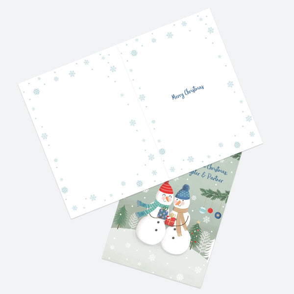 Christmas Card - Snowman Scene - Couple - Daughter & Partner