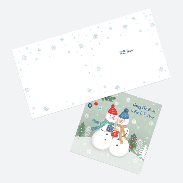 Christmas Card - Snowman Scene - Couple - Sister & Partner