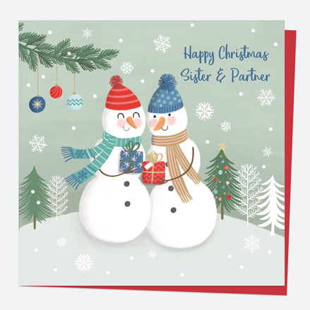 Christmas Card - Snowman Scene - Couple - Sister & Partner