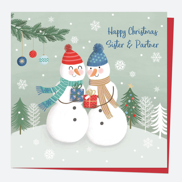 Christmas Card - Snowman Scene - Couple - Sister & Partner