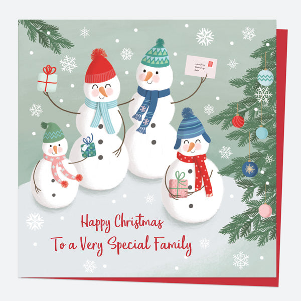 Christmas Card - Snowman Scene - Family - To A Very Special Family