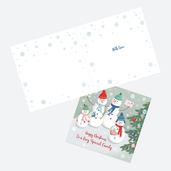 Christmas Card - Snowman Scene - Family - To A Very Special Family