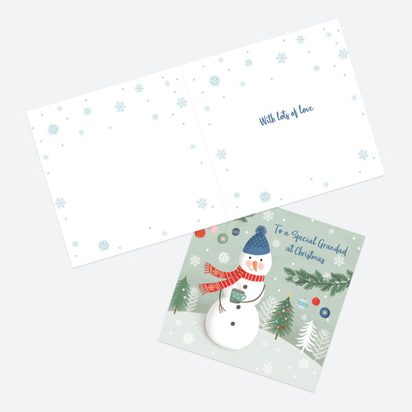 Christmas Card - Snowman Scene - Forest - Grandad