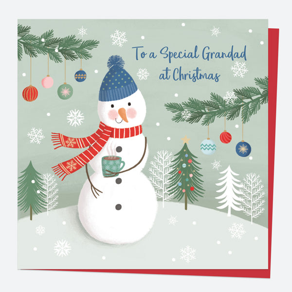 Christmas Card - Snowman Scene - Forest - Grandad