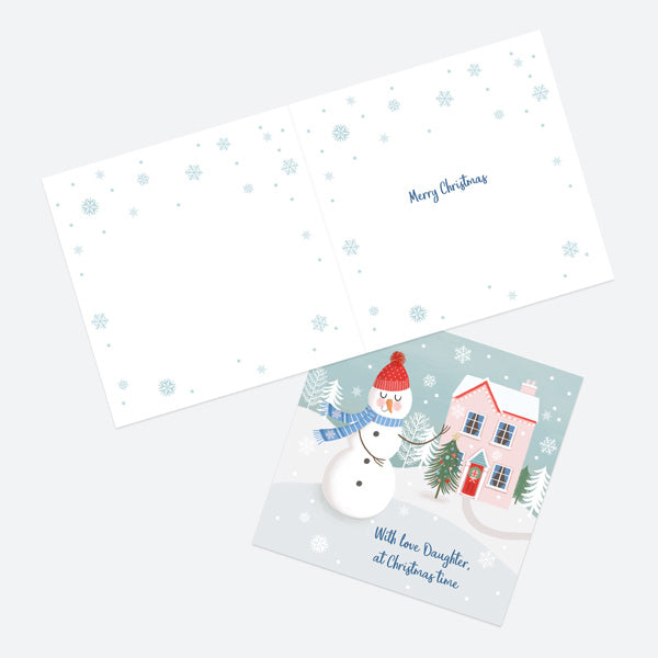 Christmas Card - Snowman Scene - Home - Daughter