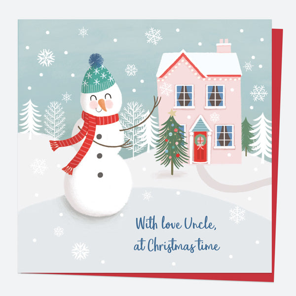 Christmas Card - Snowman Scene - Home - Uncle