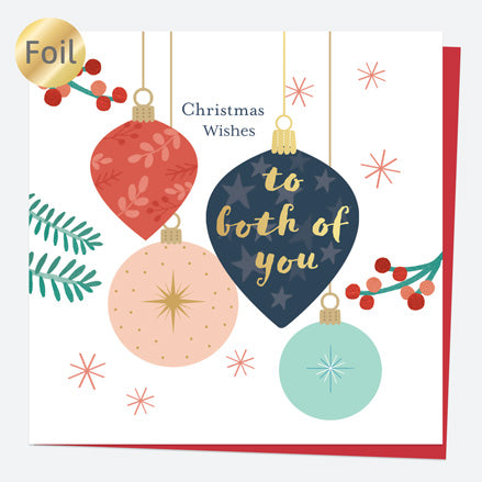 Luxury Foil Christmas Card - Baubles & Berries - Both Of You