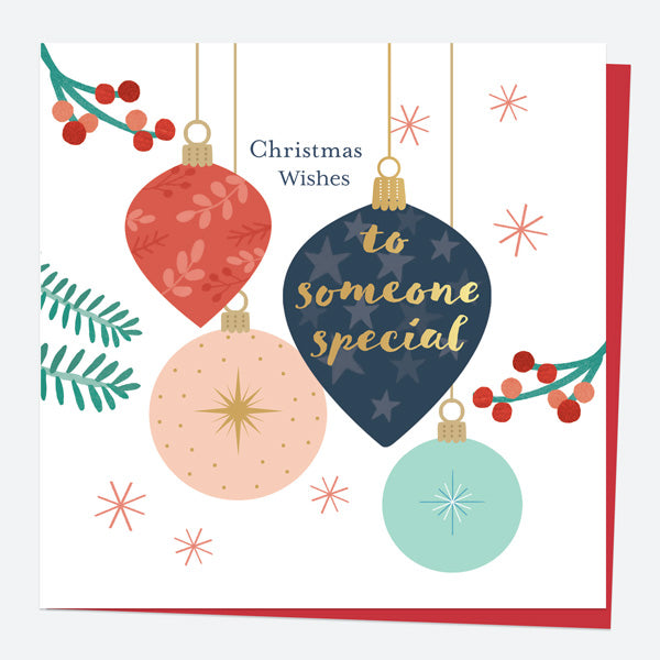 Luxury Foil Christmas Card - Baubles & Berries - Someone Special