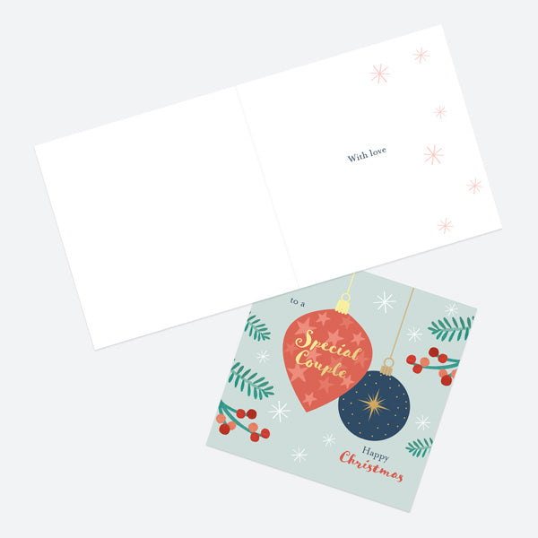 Luxury Foil Christmas Card - Baubles & Berries - Special Couple