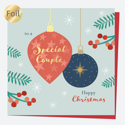 Luxury Foil Christmas Card - Baubles & Berries - Special Couple