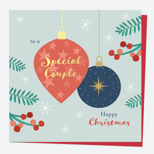 Luxury Foil Christmas Card - Baubles & Berries - Special Couple