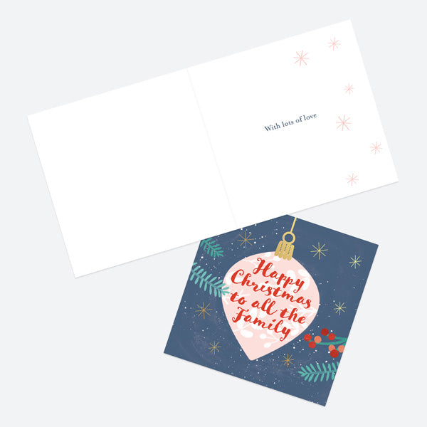 Luxury Foil Christmas Card - Baubles & Berries - To All The Family