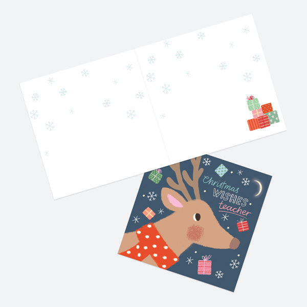 Christmas Card - Delivering Presents - Rudolph - Teacher