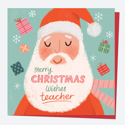 Christmas Card - Delivering Presents - Santa Beard - Teacher