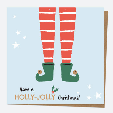 Christmas Card - Elf - Stripey Socks