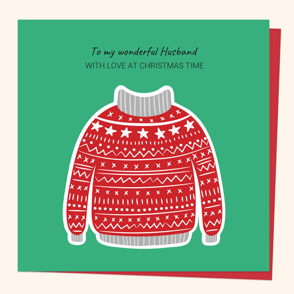 Christmas Card - Festive Brights Jumper - Husband