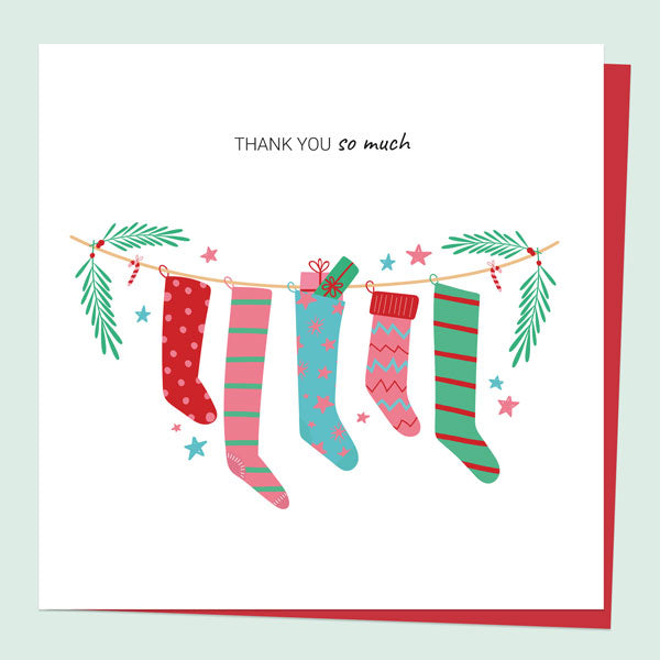 Christmas Thank You Card - Festive Brights - Christmas Stockings