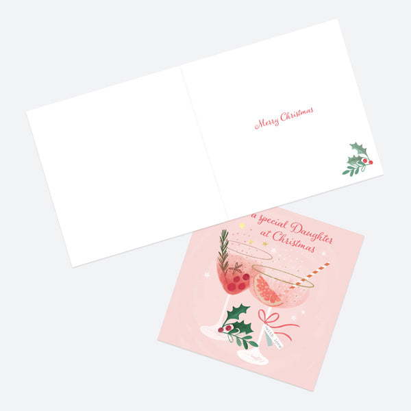 Luxury Foil Christmas Card - Festive Fizz - Cocktails - Special Daughter