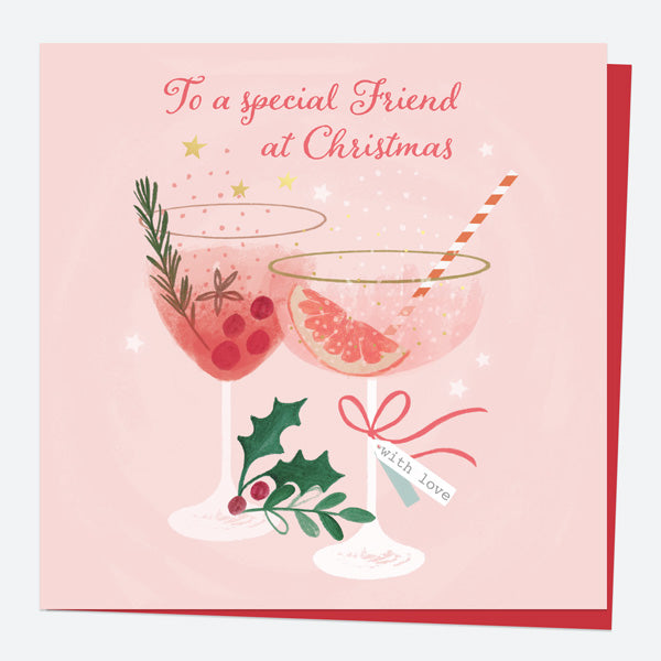 Luxury Foil Christmas Card - Festive Fizz - Cocktails - Special Friend