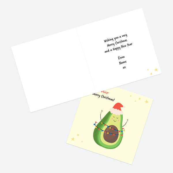 Personalised Single Christmas Card - Festive Food - Avocado - Name