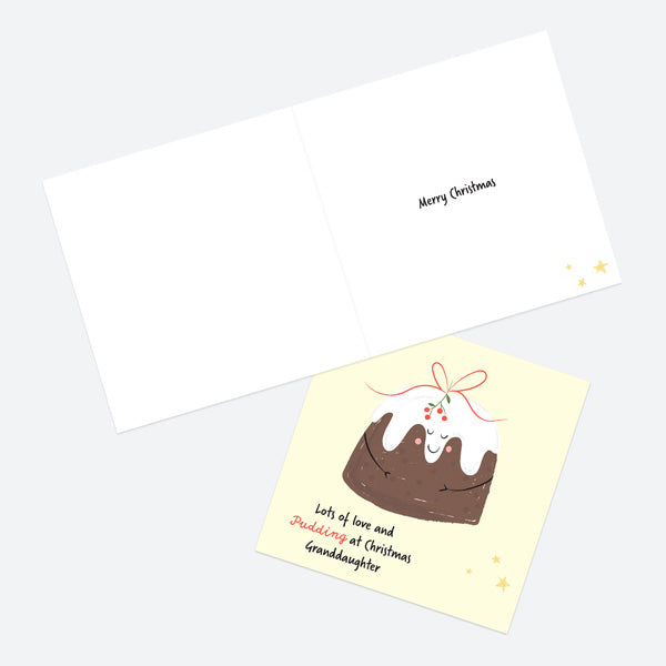 Christmas Card - Festive Food - Pudding - Granddaughter